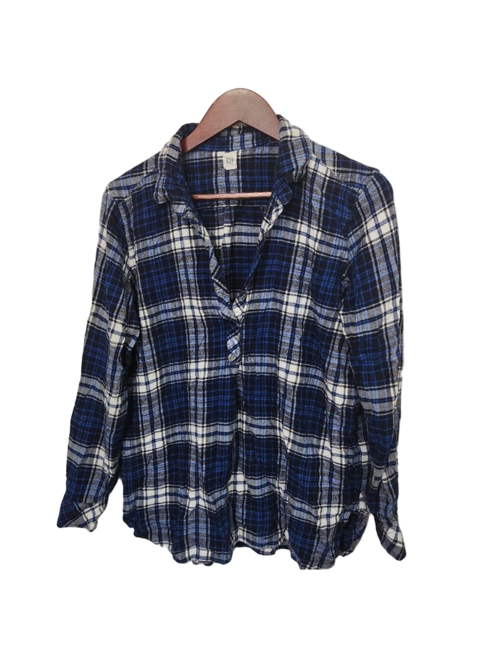 Gap Womens Blue Plaid Shirt Top Blouse Size XL Longsleeve